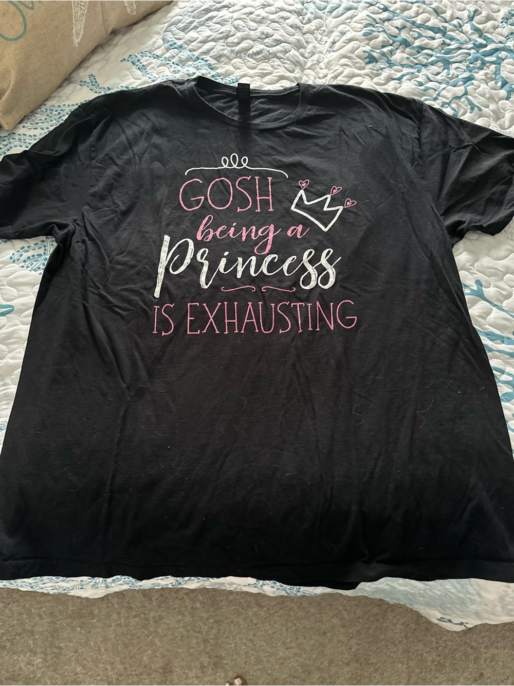 Women’s Gildan Black Tee with Pink & White 'Princess' Graphic